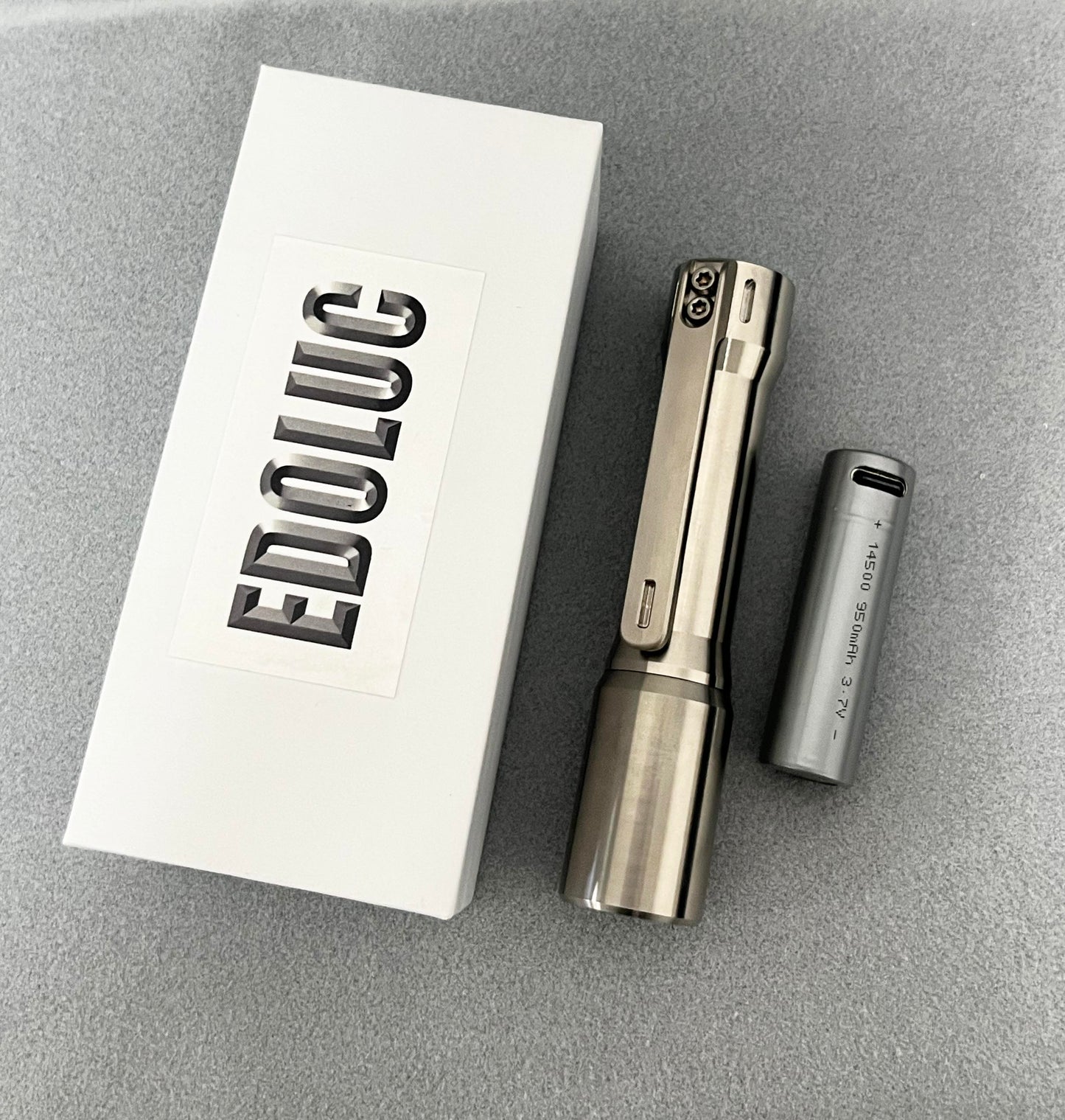 EDOLUC Glow arrow EDC Flashlight Titanium Raw Smooth with Type-C 14500/AA Battery